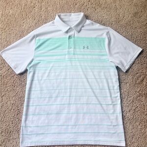 Under Armour White and Green Polo Shirt with Performance Fabric
